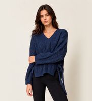 twinset para mujer 262tt3010 jersey de lana mixta con lazos marino xs azul casual manga larga