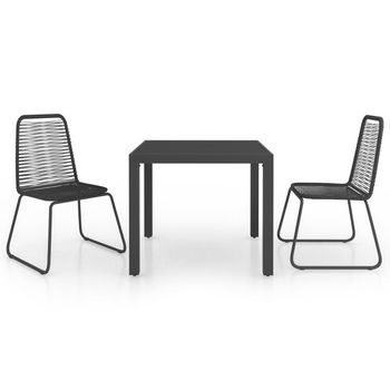 Set De Comedor De Jardín De 3 Piezas Pvc Ratán Negro Vidaxl
