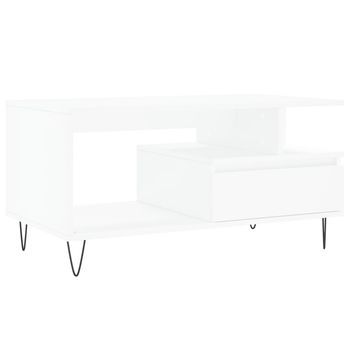 Mesa De Centro，mesa Auxiliar，mesa De Café Madera Contrachapada Blanca 90x49x45 Cm