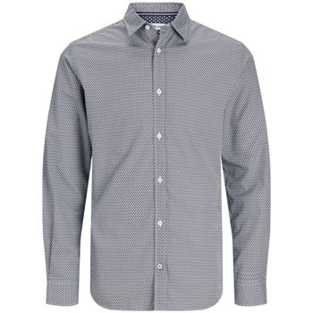 Jack & Jones Camisa manga larga 12261090 JJMATHEO PRINT DETAIL SHIRT LS WHITE para hombre