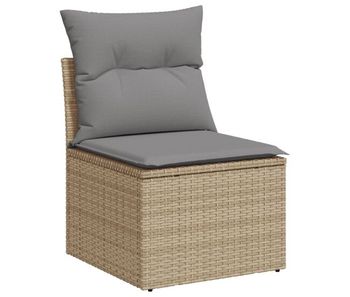 Vidaxl sofá de jardín sin reposabrazos con cojines ratán pe beige