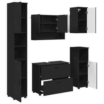 Juego De Muebles De Baño 5 Uds. Negro 35 X 30 X 192 Cm Vidaxl