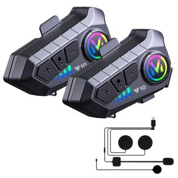 Klack Y10 Auricular Intercomunicador para Moto Bluetooth, Resistencia IPX6 y Sonido Hi-Fi (2 Unid.)