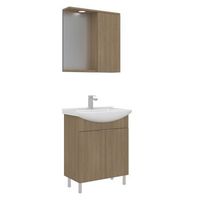 conjunto de mueble con lavabo y espejo 2 piezas  - 65 x 50 x 83 cm - roble