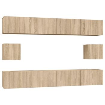 Set De Muebles Para Tv 6 Pzas Madera Contrachapada Roble Sonoma Vidaxl