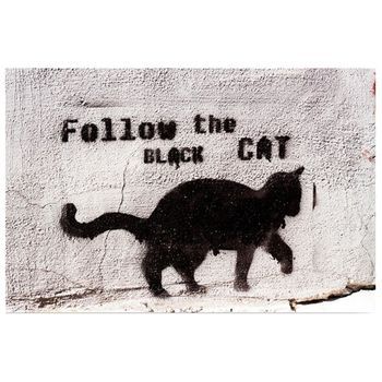 Legendarte - Cuadro Lienzo, Impresión Digital - Follow The Black Cat (sigue Al Gato Negro) - Decoración Pared Cm. 50x70
