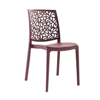 Conjunto de 6 sillas de resina para interior o exterior rojo oscuro