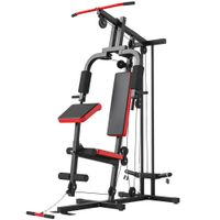 sportnow multiestacion musculacion con polea alta y baja prensa de pecho y piernas compatible con discos 25 y 50 mm   aosom espana