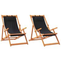 pack 2 uds sillon de playa sillas de playa plegables tela negro