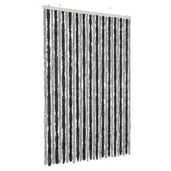 Cortina Antimoscas Chenilla Gris Y Negro 118x220 Cm