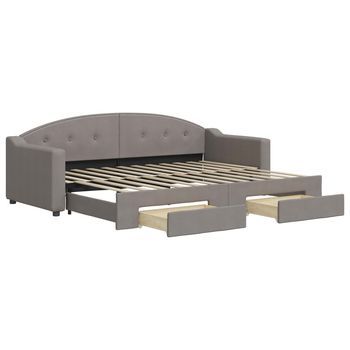 Sofá Cama | Cama Para Adulto | Sofá Convertible Nido Con Cajones Tela Gris Taupe 80x200 Cm