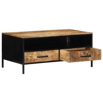 Mesa De Café - Mesa De Centro - Mesa Baja Con Cajón Marrón 90 X 50 X 40 Cm