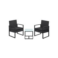 conjunto de muebles de jardin ratan para balcon terraza al aire libre negro