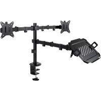 tooq soporte de mesa para 2 pantallas 17-32 y bandeja para portatil negro