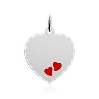grabado cadena colgante corazones de plata 925