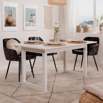 Mesa de comedor industrial extensible 10 personas blanca