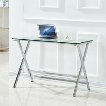 Escritorio De Ordenador - Mesa De Estudio - Vidrio Templado - Transparente (110x55x76cm)