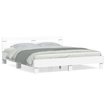 Cama Matrimonial | Cama Para Adultos | Estructura Cama Con Cabecero Madera Ingeniería Blanco 180x200cm
