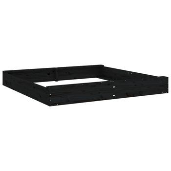 Arenero Con Asientos Cuadrado Madera Maciza De Pino Negro Vidaxl