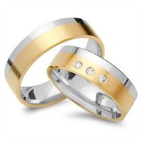 alianzas 18 quilates oro amarillo-blanco 3 diamantes