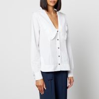 ganni organic cotton-poplin shirt - eu 32uk 4