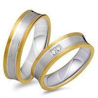 alianzas 8 quilates oro amarillo-blanco 2 diamantes