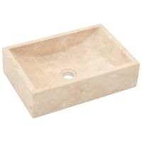 lavabo de marmol blanco crema con brillo 45x30x12 cm