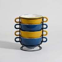 set de 4 boles de gres multicolor con soporte de acero