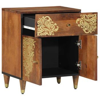 Cabinet De Noche | Armario De Noche | Mesa De Noche Con Puerta Marrón Miel 50 X 33 X 60 Cm