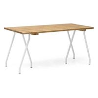 mesa listones exeter eco-line 160x78x75cm blanco en madera maciza gran espesor acabado natural box furniture