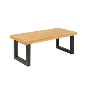 Mesa de centro elevable de roble y acero blanco