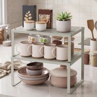 2 especieros apilables de metal de color beige