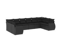 vidaxl set de sofas de jardin 10 pzas cojines ratan sintetico negro