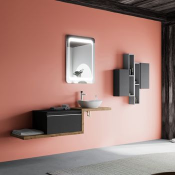 Mueble De Baño De 160 Cm Con Lavabo, Espejo Y Encimera De Roble Natural | Lagos