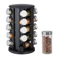 carrusel de especias en acero inoxidable con 20 vasos negro