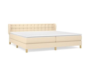 Cama box spring con colchón tela color crema 200x200 cm botones