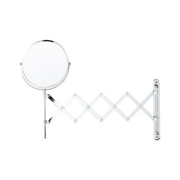 Espejo De Maquillaje De Metal Vidrio Ø 19 Cm Brazo Extensible Plateado Yvelines