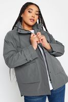 yours cazadora ligera gris antracita con capucha mujer curvy y tallas grandes yours