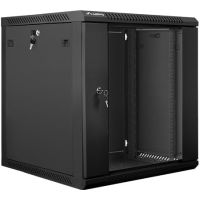 armario rack lanberg wf01-6612-10b 12u mural 19 60kg cristal templado negro autoensamblable