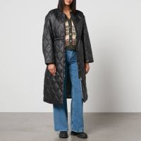 ganni shiny long quilted shell coat - lxl