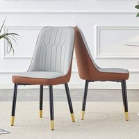 set de 2 sillas de comedor - mueble de cocina - metal y pu - gris y marron 43x415x89cm