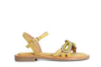 sandalias gilda de ante con accesorio de pedrería yellow 38