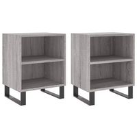 pack 2 uds mesitas de noche  mesa auxiliar  mesilla madera ingenieria gris sonoma 40x30x50cm