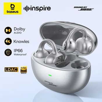 Auriculares inalámbricos Baseus Inspire XC1 con sonido Bose, Bluetooth 6.1, diseño de clip para la oreja, 4 micrófonos, auriculares tipo pendiente.