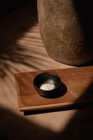 plato para sushi de madera de teca en marron 26x12x2 cm