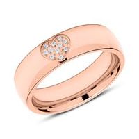 anillo grabable de acero inoxidable corazon circonita chapado en oro rosa