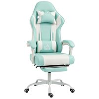 homcom silla gamer con lumbar masaje vibracion reclinable 155 altura ajustable reposacabezas y reposapies retractil azul   aosom espana