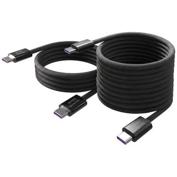Mars Gaming Mca-100x2 Pack 2 Cables Magnéticos Usb-c 100w 2m Y 1m Trenzado Nylon Negro