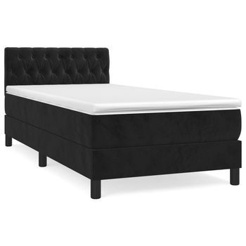 Cama Box Spring Con Colchón Terciopelo Negro 100x200 Cm Vidaxl