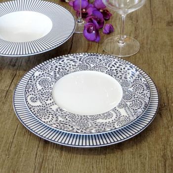 Plato de postre (x6) porcelana azul